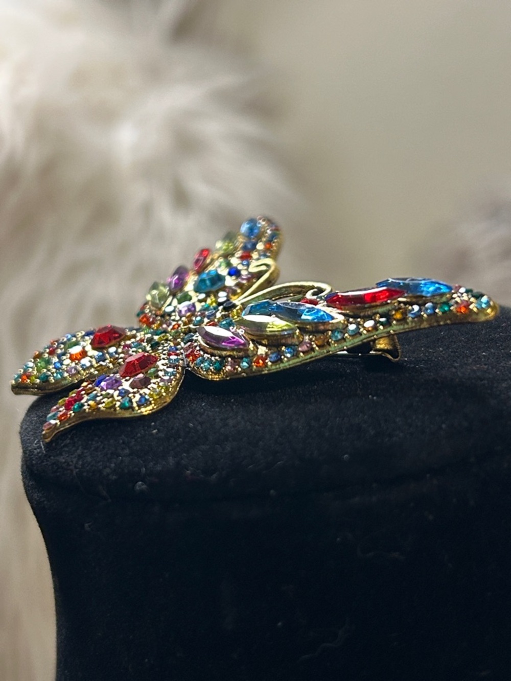 Multicolor Crystal Butterfly Brooch - Picture 5 of 6